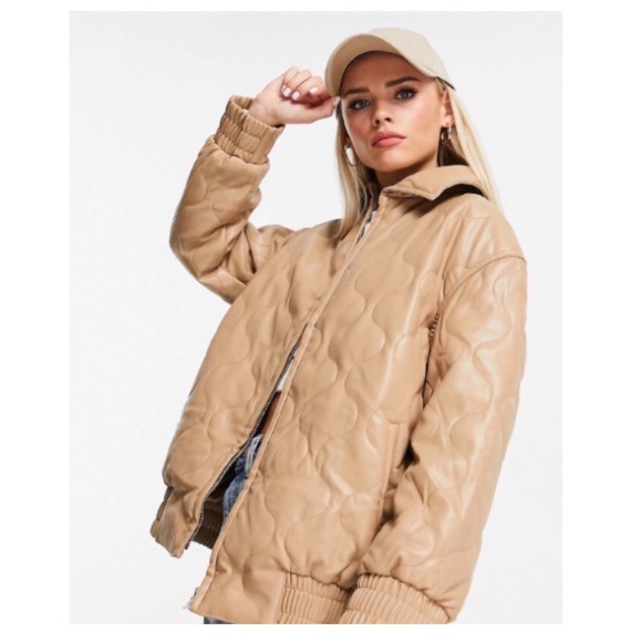 ASOS Jackets & Blazers - NWT • ASOS Design Quilted Bomber Faux Leather Jacket